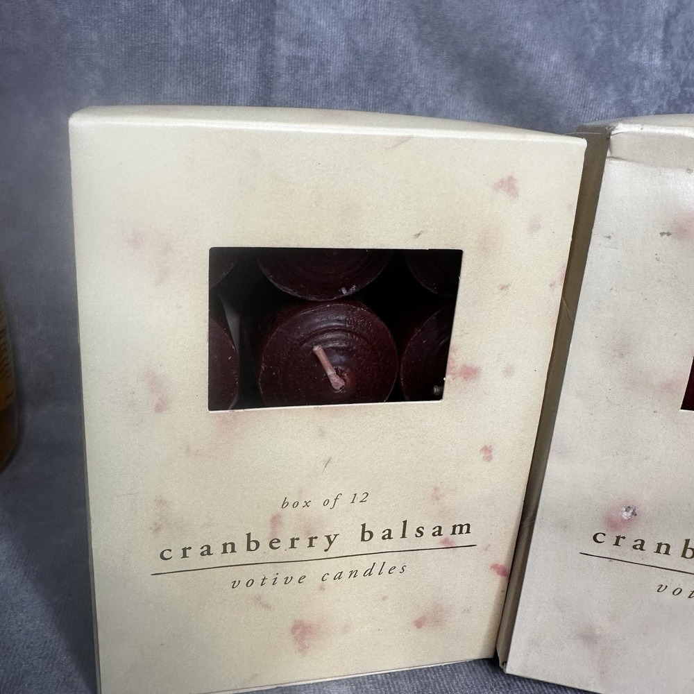 2 Discontinued Pier One Cranberry Balsam Votive Candles Box Of 12 - Picture 3 of 5